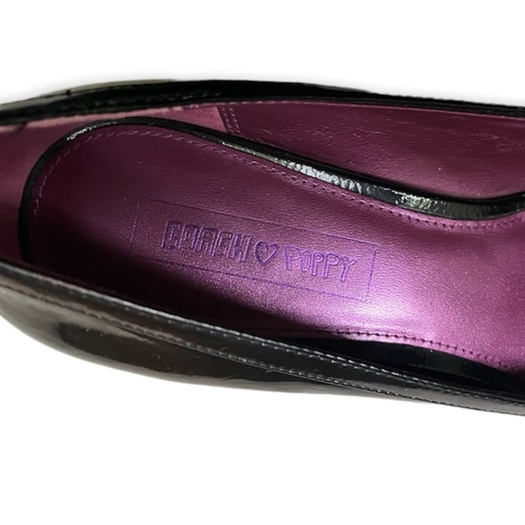 Coach ❤️ Poppy Black Peep Toe Wedge Shoes w/Charms, sz 8 - Picture 5 of 15